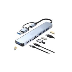 8 Girişli USB Hub Çoklayıcı | USB 3.0 Harici Güç Destekli Yüksek Hızlı Çoklayıcı Dönüştürücü - EGNE-UDTK