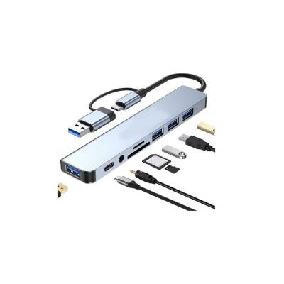 8 Girişli USB Hub Çoklayıcı | USB 3.0 Harici Güç Destekli Yüksek Hızlı Çoklayıcı Dönüştürücü - 1